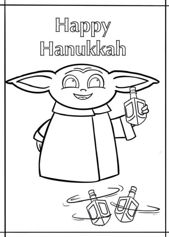 Dibujos de El Maestro Yoda Felicita por Hanukkah para colorear