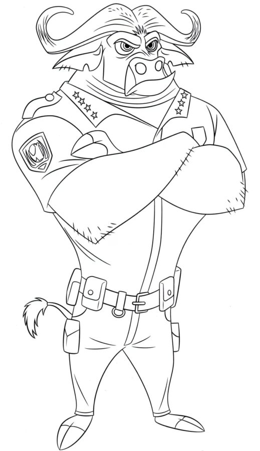 Dibujos de El Poderoso Búfalo es el Capitán de Policía para colorear