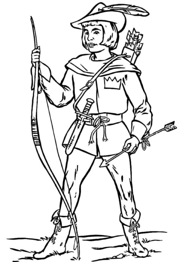 Dibujos de El Valiente Robin Hood de Pie para colorear