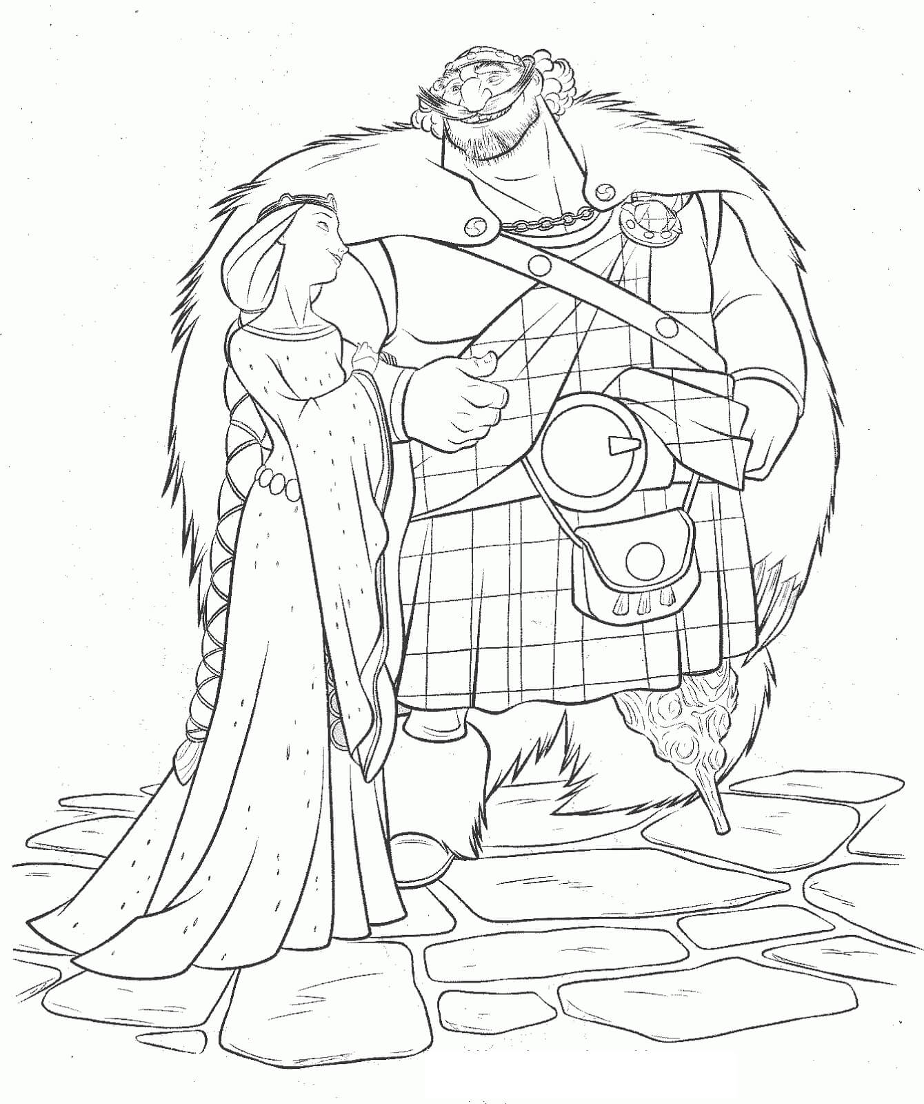 El rey Fergus y la reina Elinor para colorir