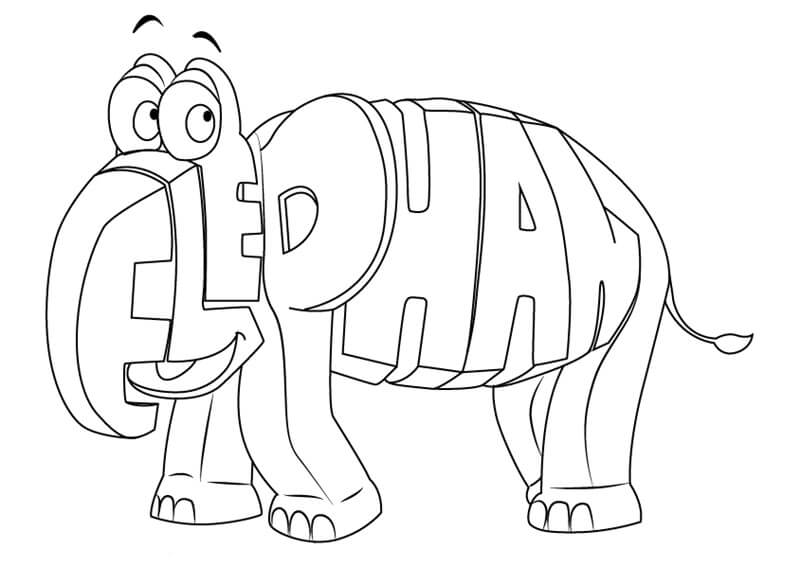 Dibujos de Elefante Divertido para colorear