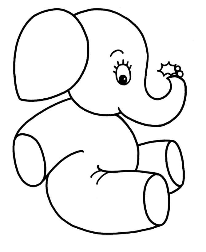 Elefante Fácil Sentado para colorir