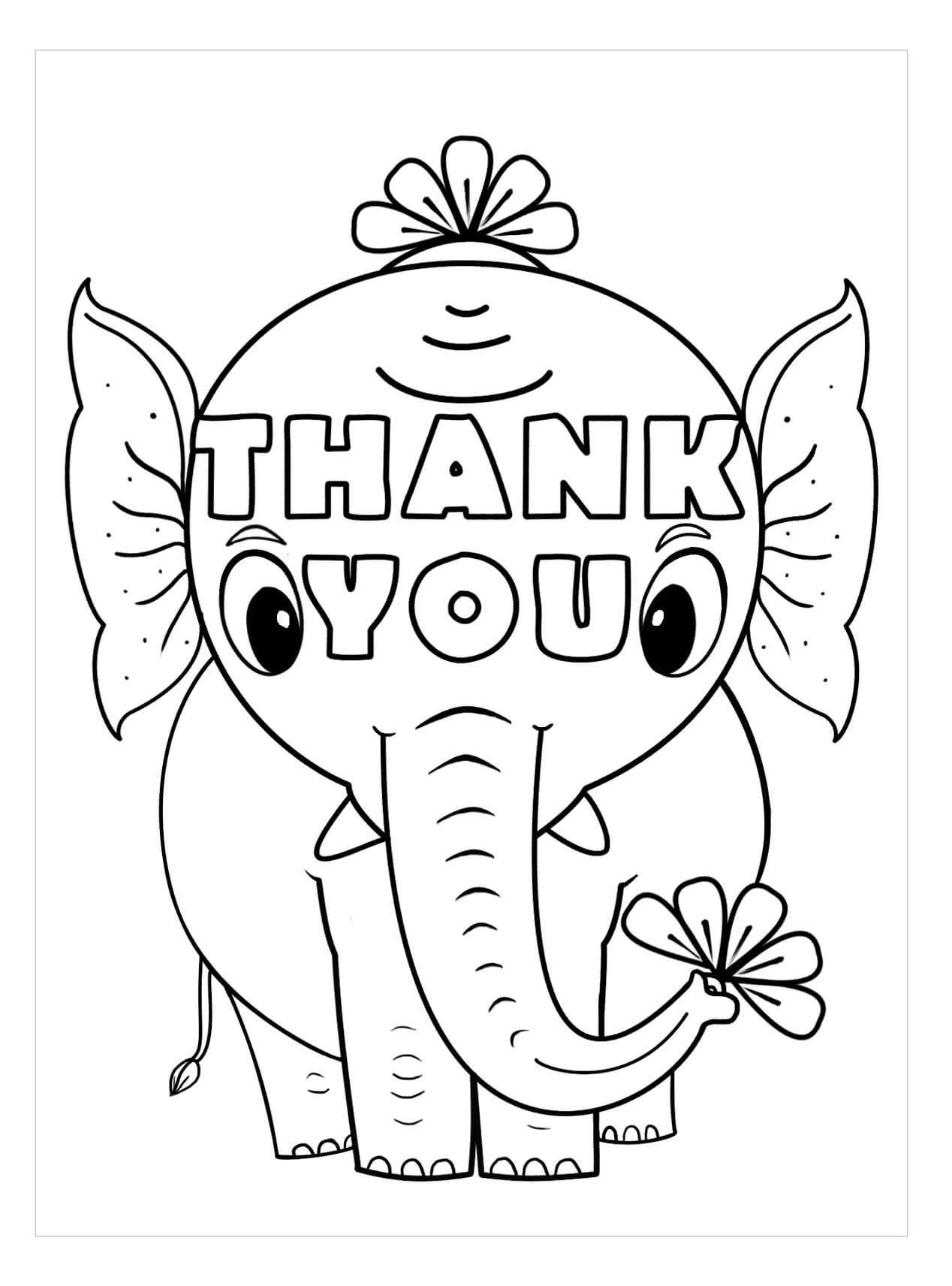 Dibujos de Elefante Gracias para colorear