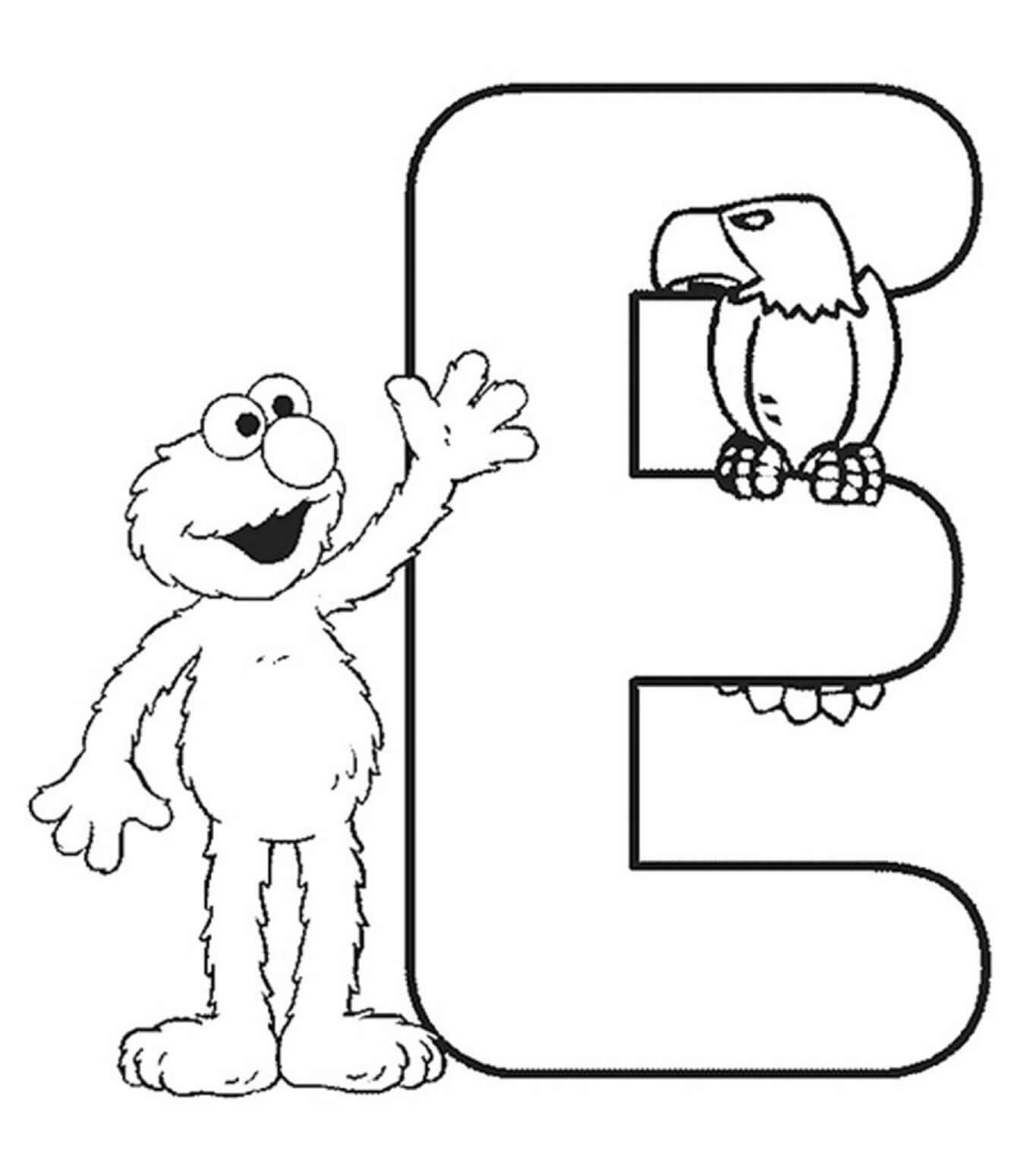 Dibujos de Elmo Con Águila En La Letra E para colorear