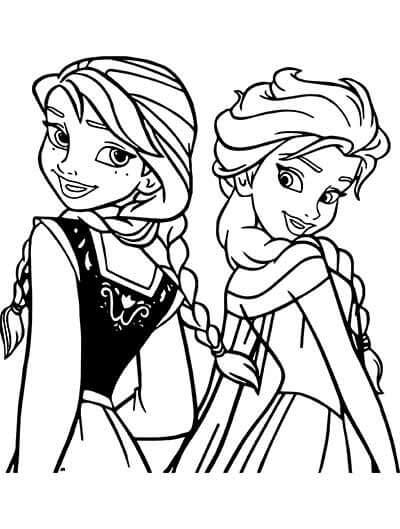 Elsa y Anna en Disney para colorir