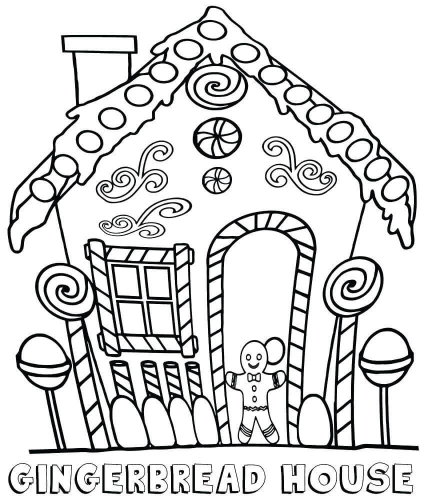 Dibujos de Encantadora casa de pan de Jengibre para colorear