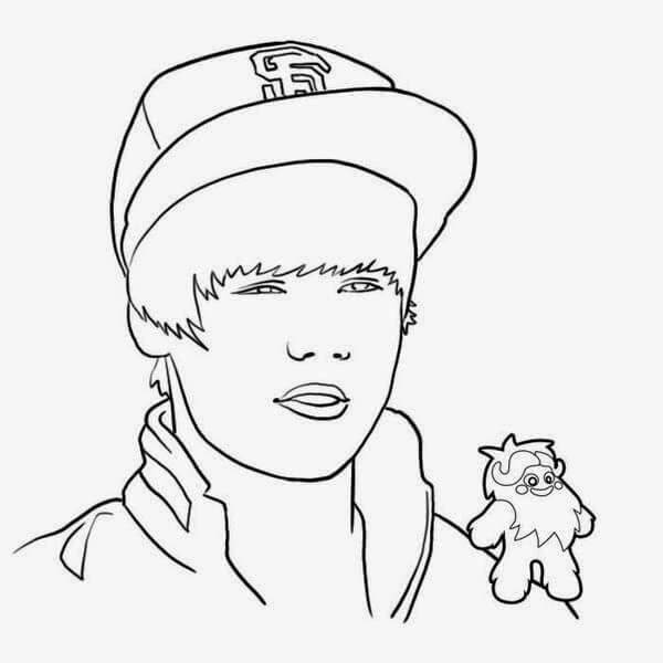 Dibujos de Enfrenta a Justin Bieber con Mascota para colorear