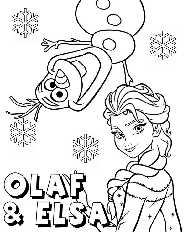 Enfréntate a Elsa y Olaf para colorir
