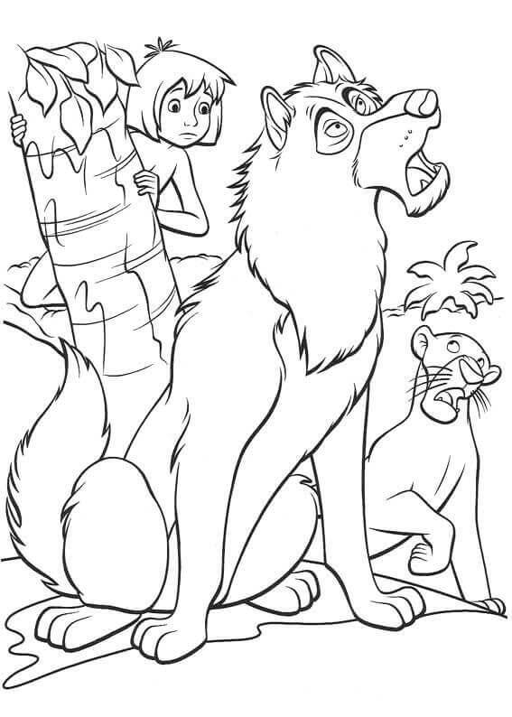 Dibujos de Entrenamiento Bagheera Mowgli para colorear