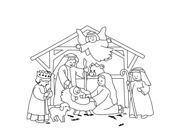 Escena De La Natividad para colorir