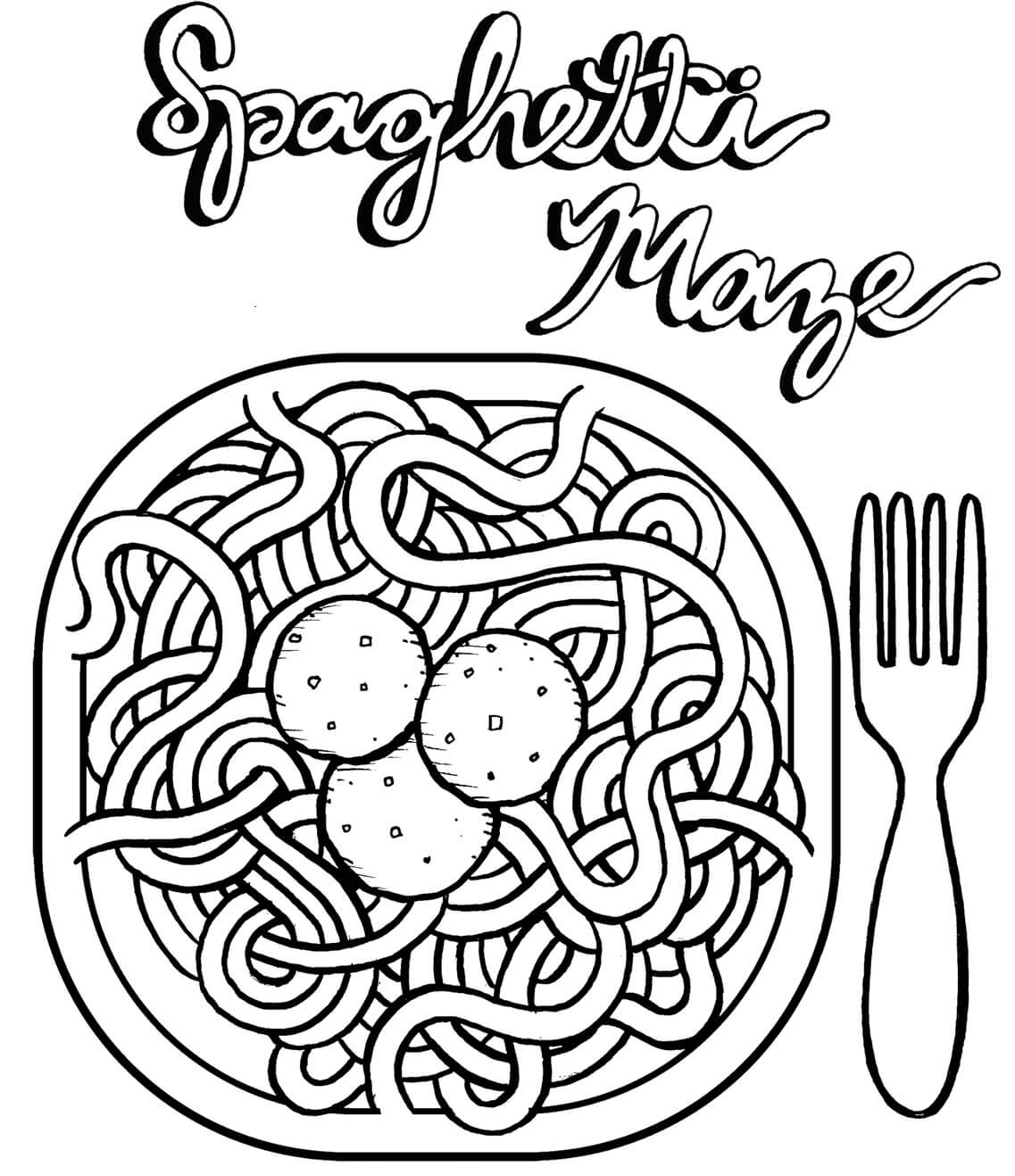 Espaguetis De Pasta Y Albóndigas para colorir