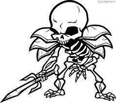 Dibujos de Esqueleto Con Espada para colorear