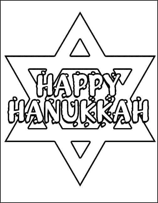Dibujos de Estrella De David Con La Inscripción Feliz Hanukkah para colorear