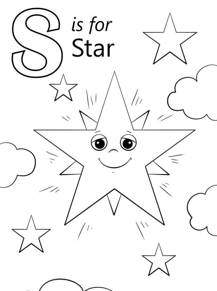 Dibujos de Estrella Letra S para colorear