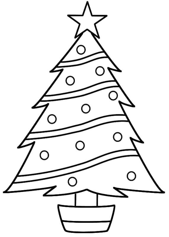 Dibujos de Estrella Simple en el Árbol de Navidad para colorear