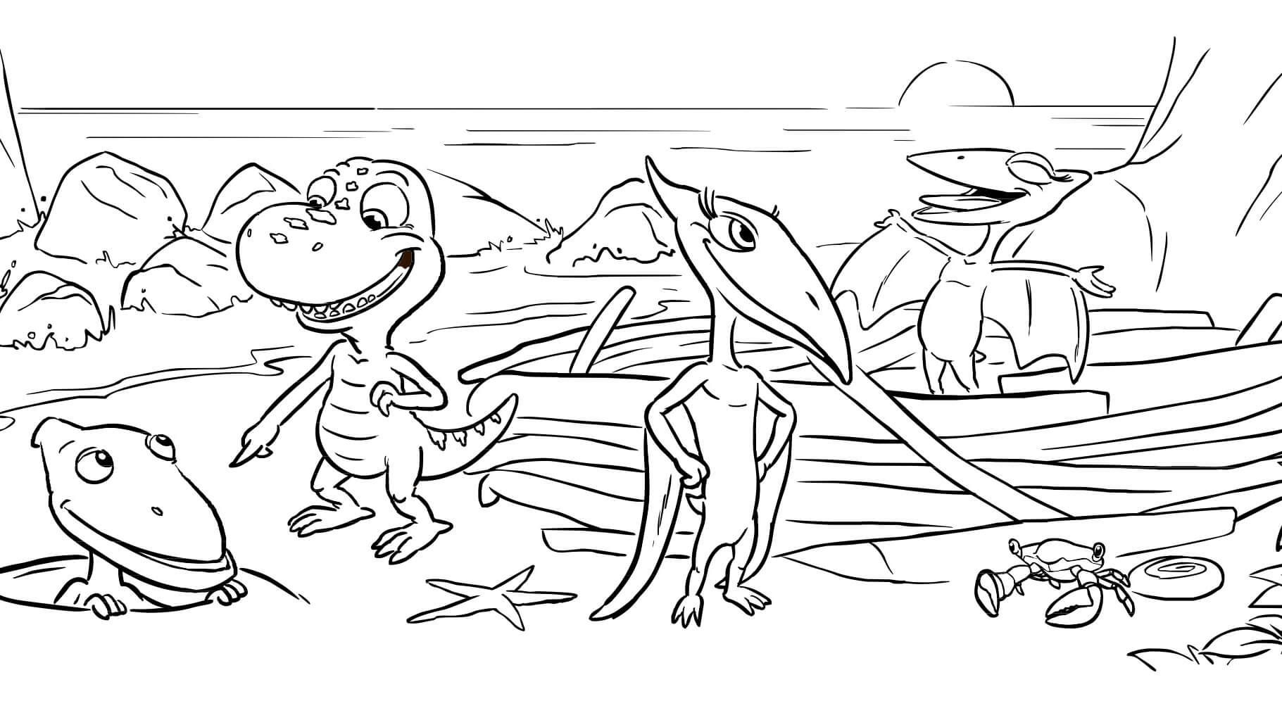 Explorador De La Familia De Dinosaurios para colorir