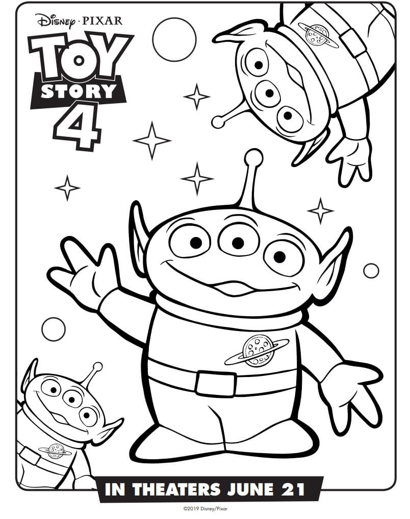 Extraterrestres Toy Story 4 para colorir