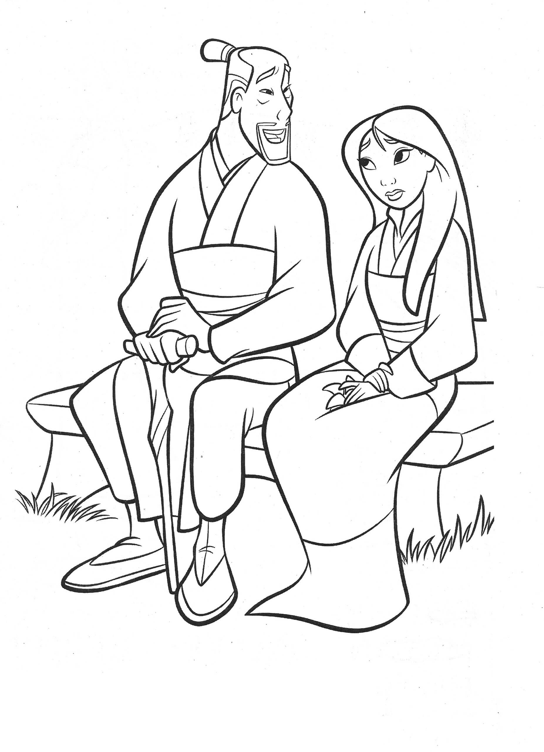 Dibujos de Fa Zhou Con Mulan para colorear