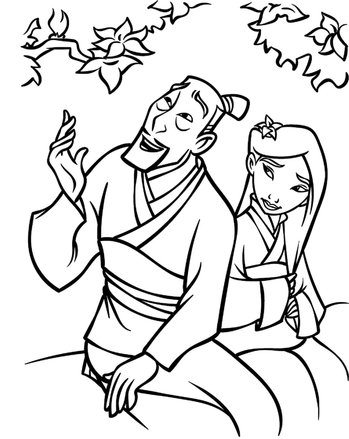 Dibujos de Fa Zhou Hablando Con Mulan para colorear