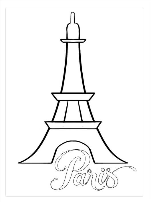 Fácil torre Eiffel en París para colorir