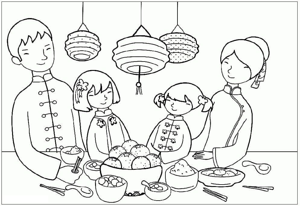 Dibujos de Familia China para colorear