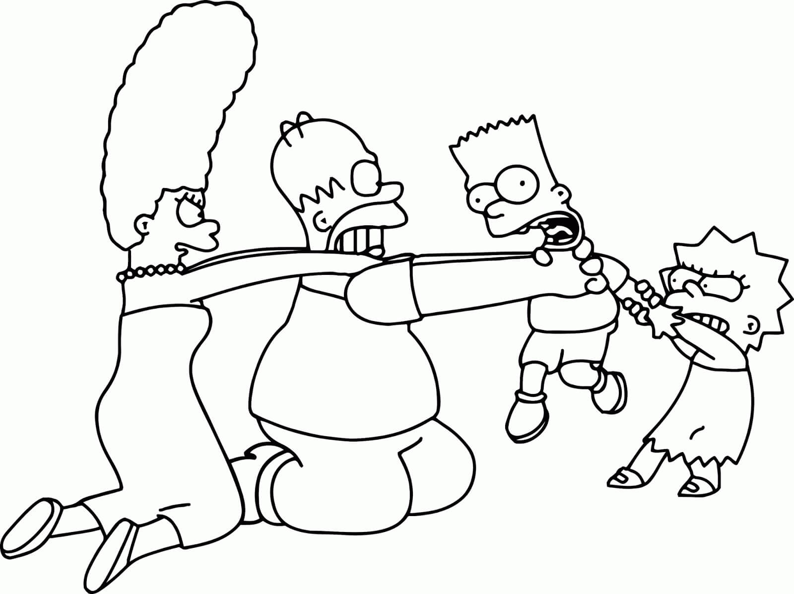 Dibujos de Familia De Los Simpson Divirtiéndose para colorear