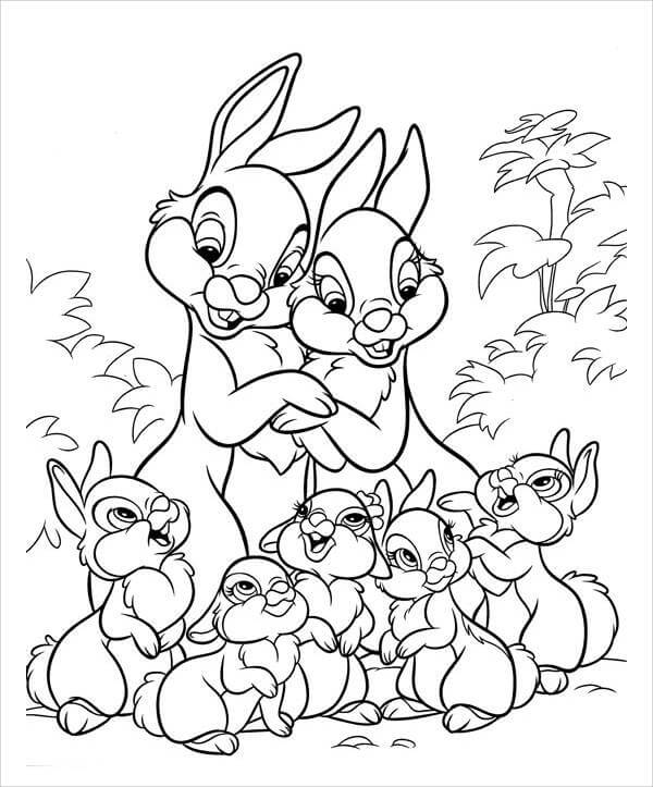 Dibujos de Familia de Conejito para colorear