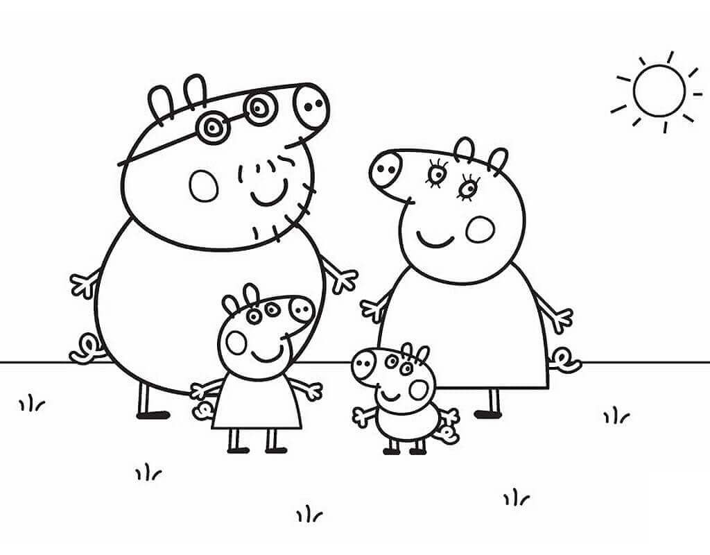 Familia de Peppa Pig para colorir