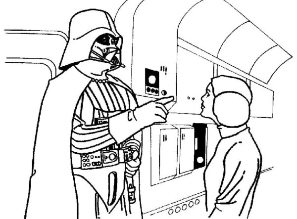 Dibujos de Fanfiction de Leia y Darth Vader para colorear