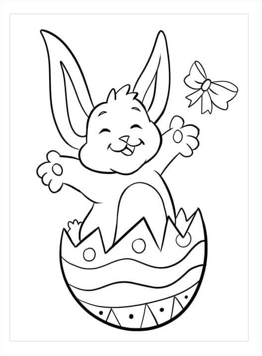 Dibujos de Feliz Conejito de Pascua y Cinta para colorear