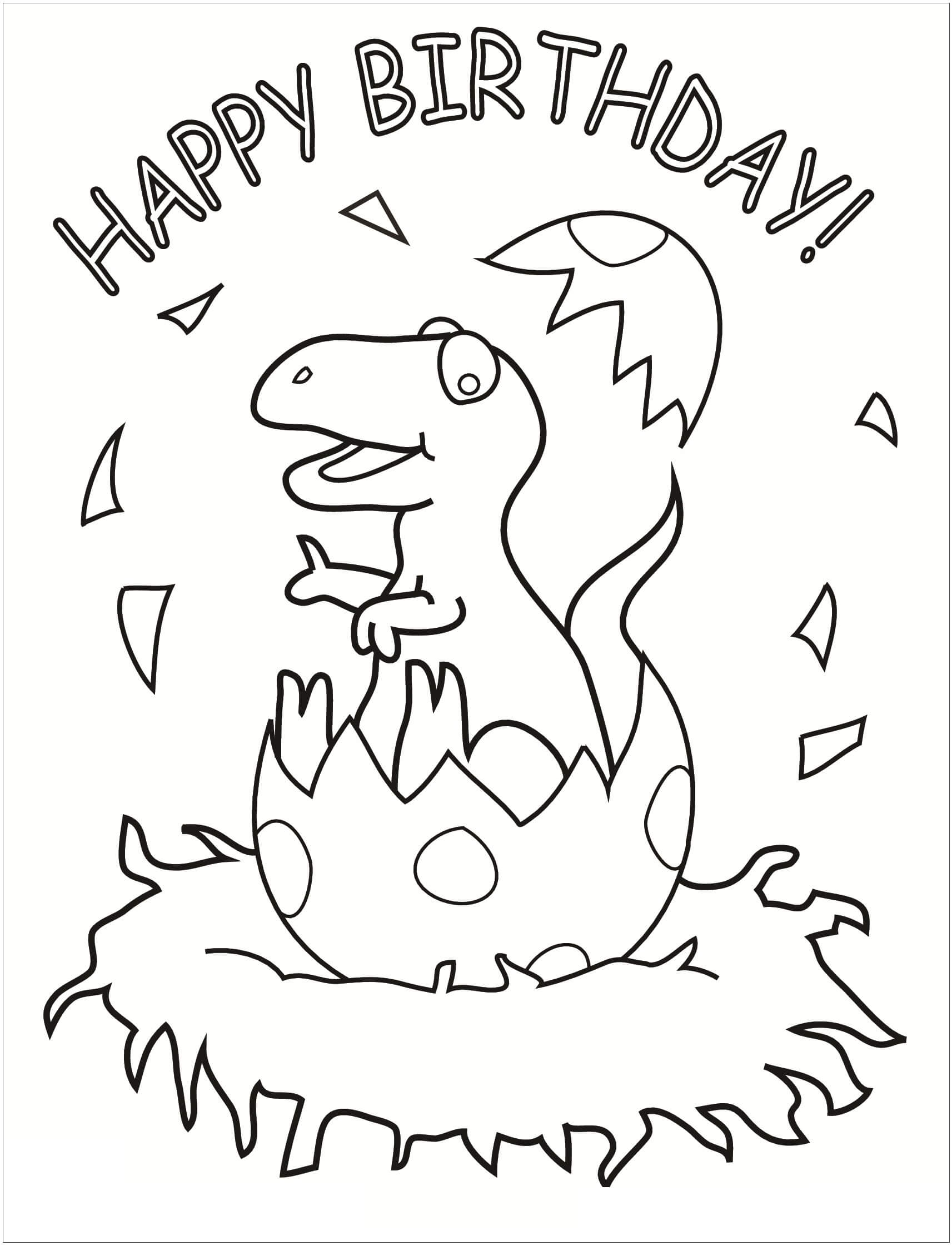 Dibujos de Feliz Cumpleaños Dinosaurio para colorear