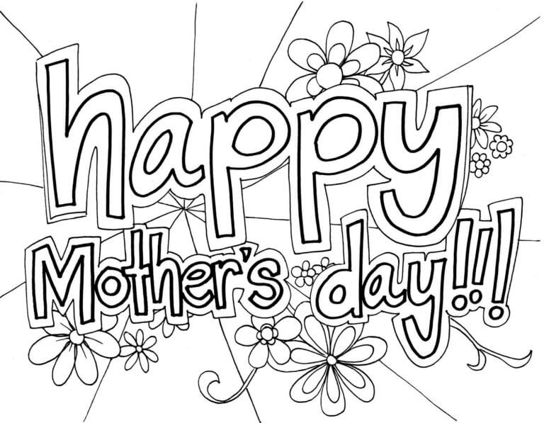 Dibujos de Feliz Dia De La Madre Con Flores para colorear