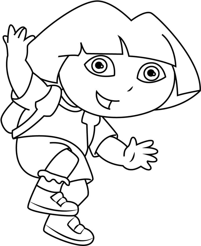 Dibujos de Feliz, Dora, Saltar para colorear