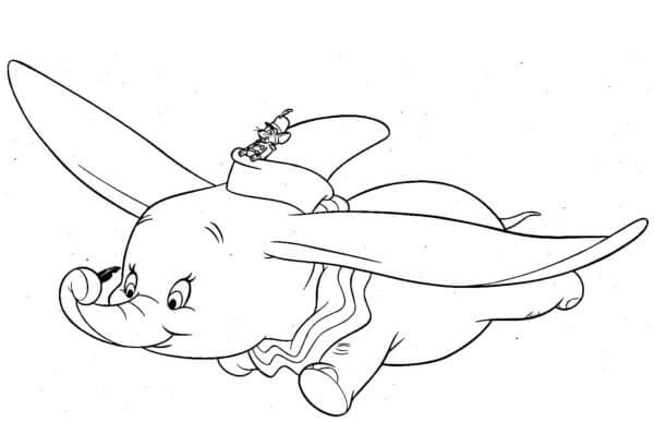 Feliz Dumbo Volando para colorir