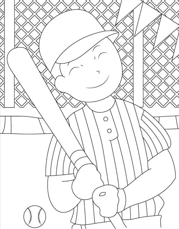 Feliz Jugador De Beisbol para colorir