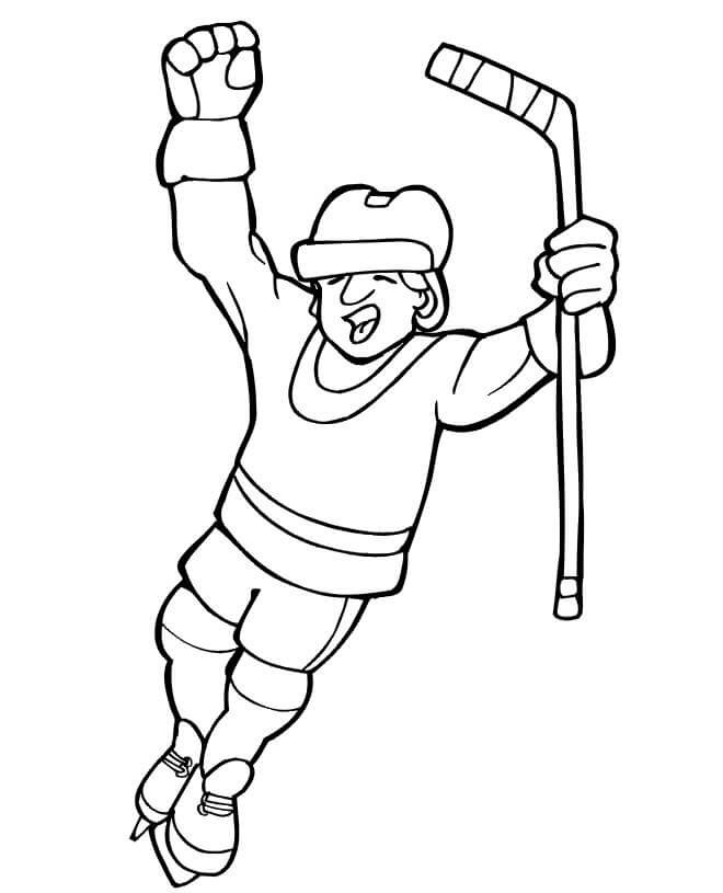 Feliz Jugador de Hockey para colorir