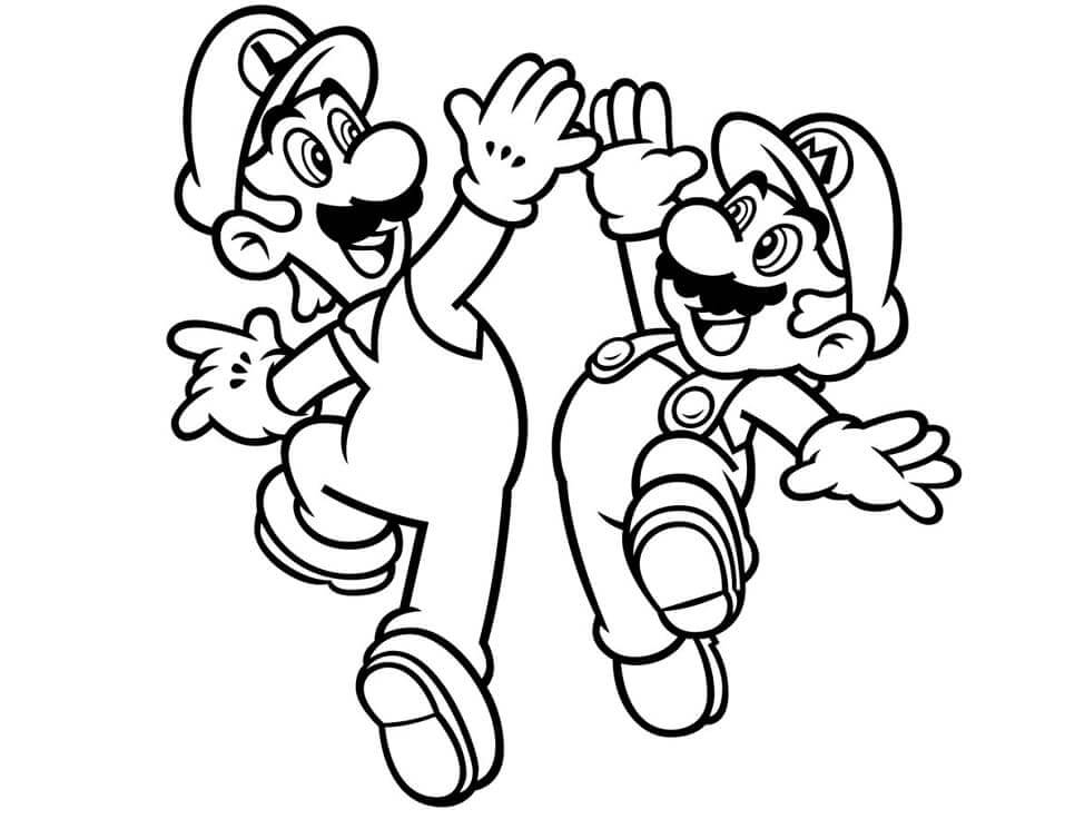 Dibujos de Feliz Luigi y Mario para colorear