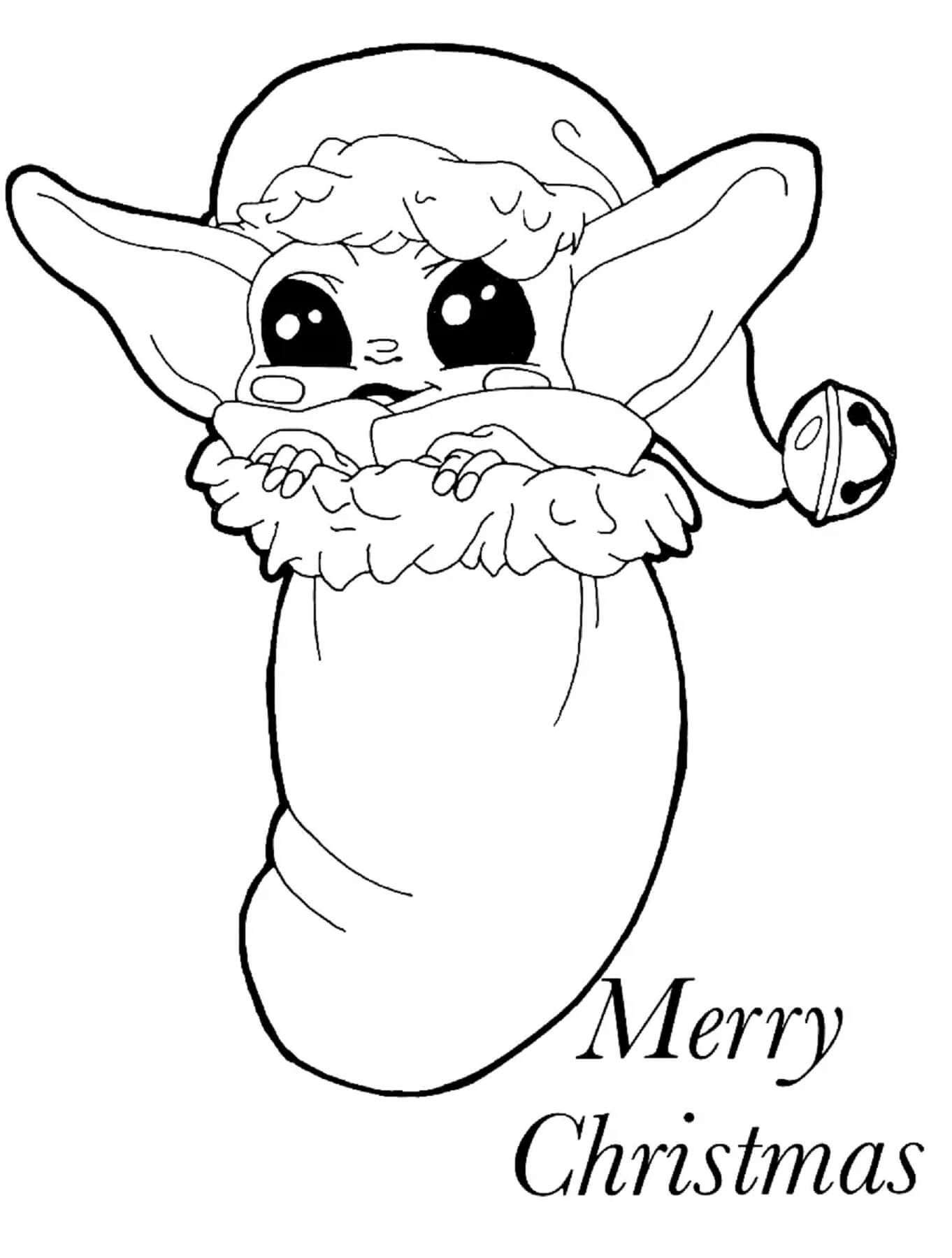 Dibujos de Feliz Navidad Bebe Yoda para colorear