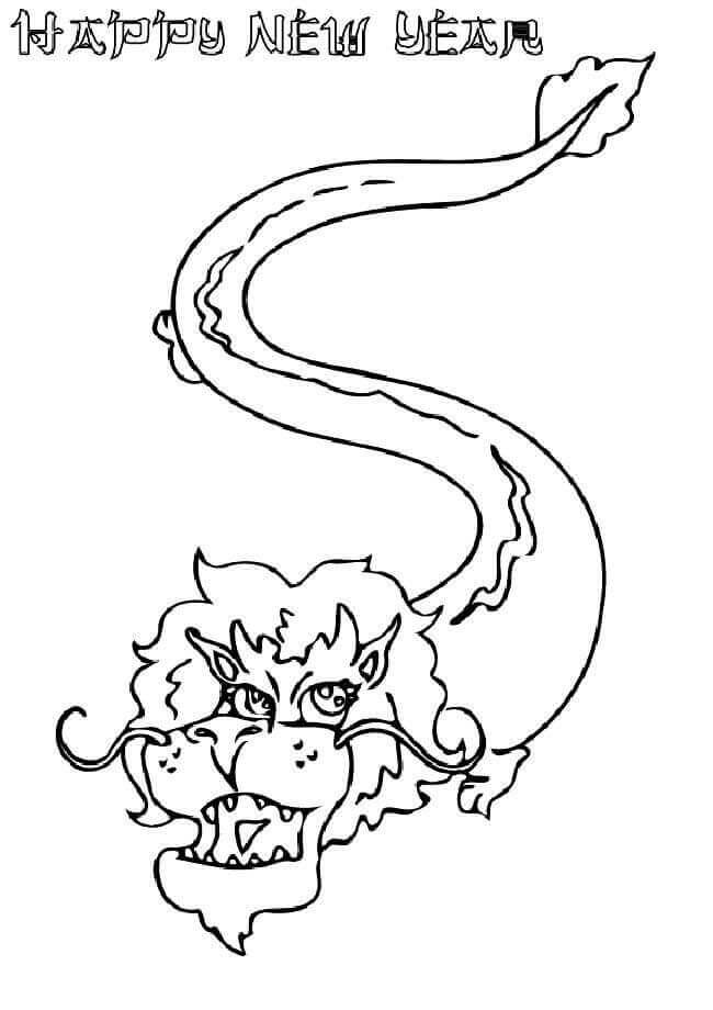 Dibujos de Feliz año Nuevo Dragon Chino para colorear