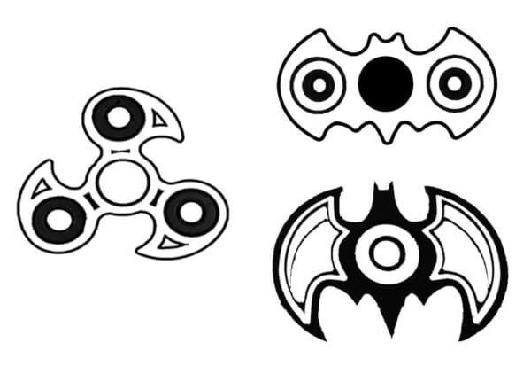 Dibujos de Fidget Spinners En Forma De Murciélagos para colorear
