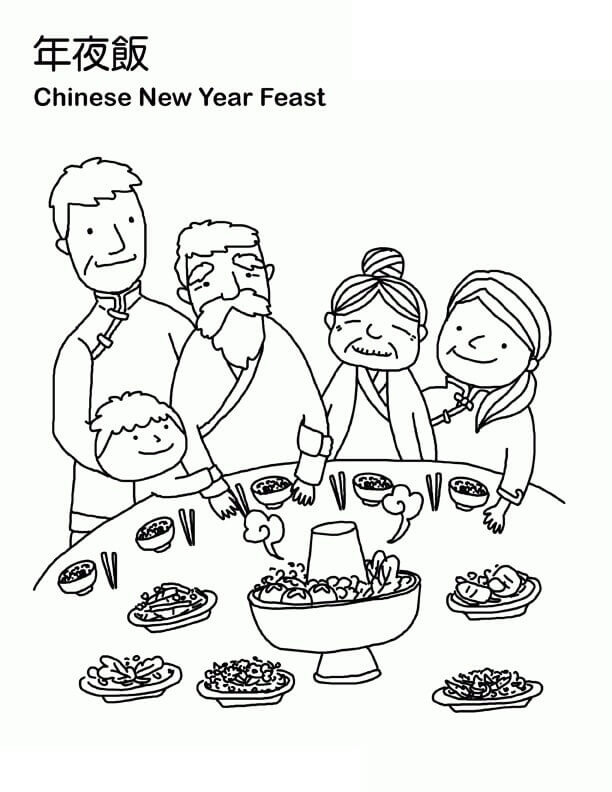 Fiesta de Año Nuevo Chino para colorir