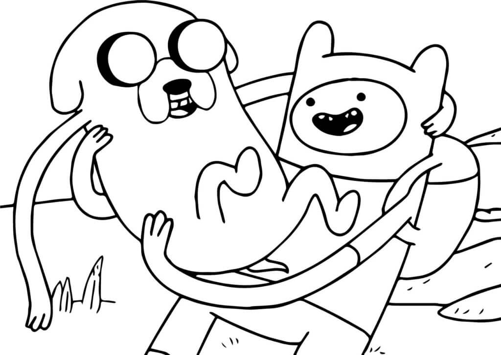 Dibujos de Finn Abrazando a Jake para colorear