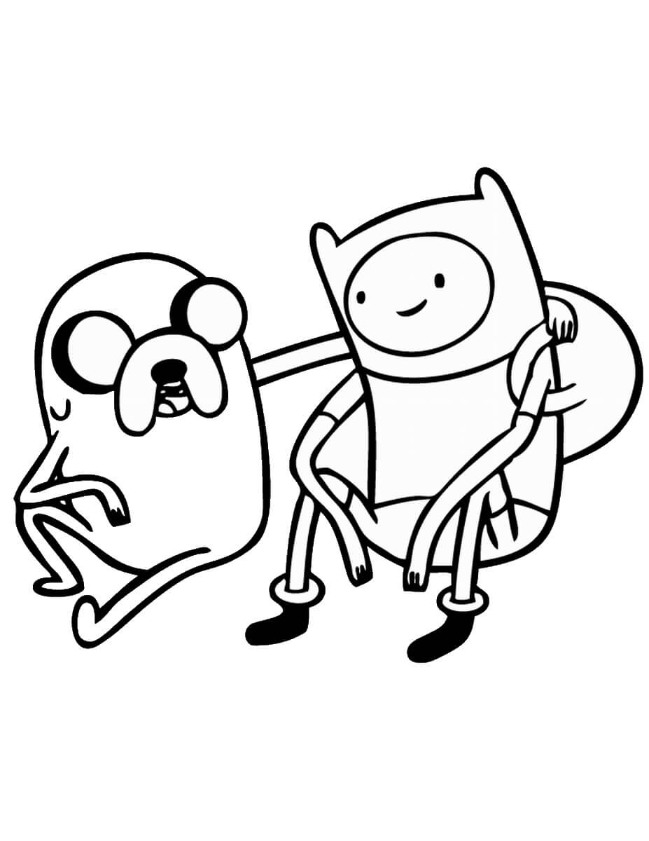 Dibujos de Finn y Jake sentados para colorear
