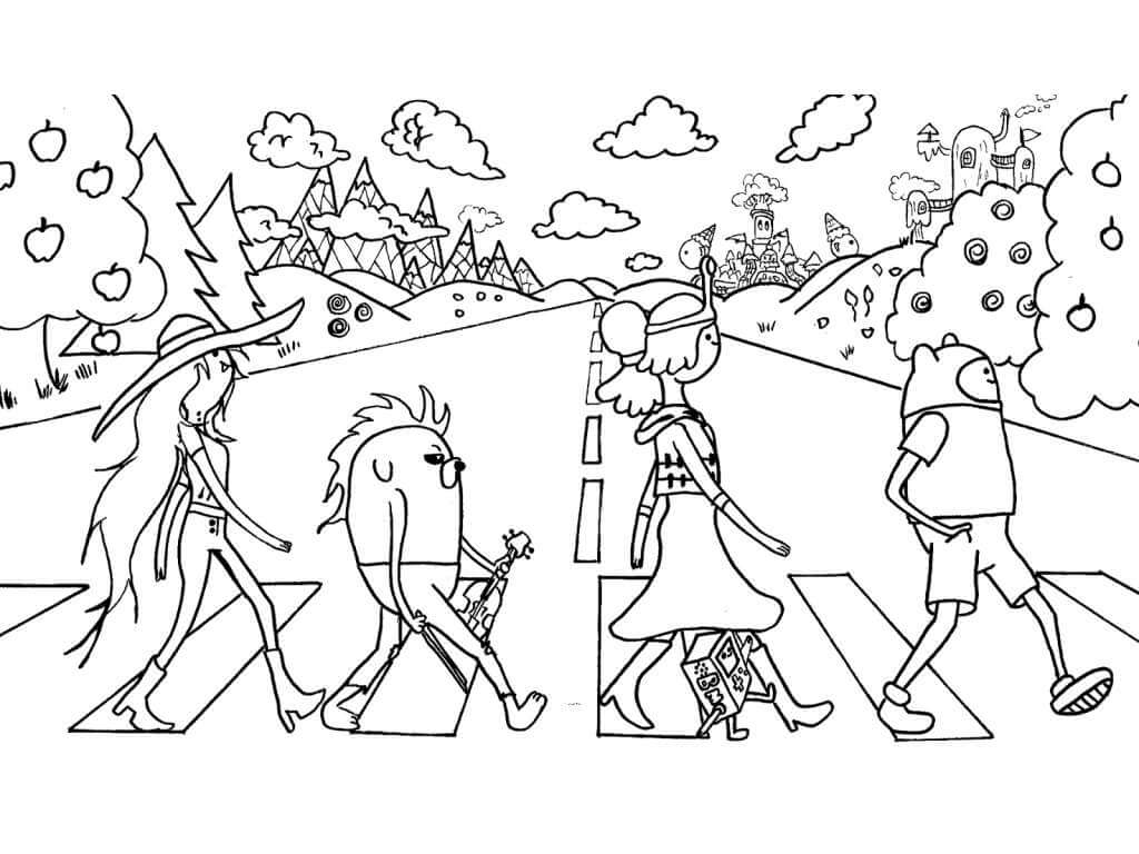 Finn y amigos Caminando para colorir