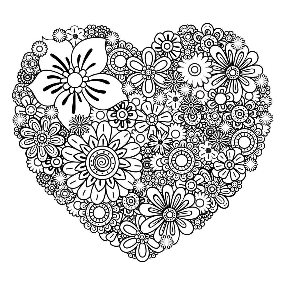 Dibujos de Flor de Corazón para colorear