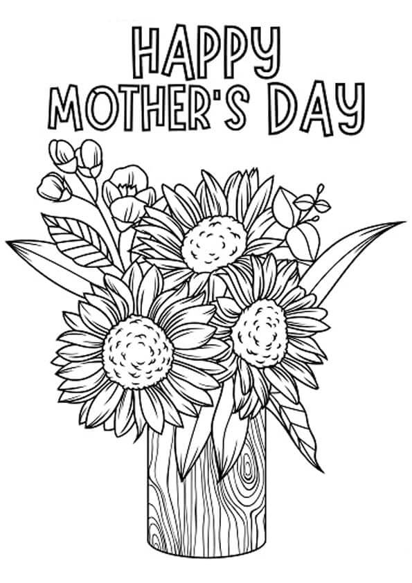 Dibujos de Florero Con Flores Para Amada Madre para colorear