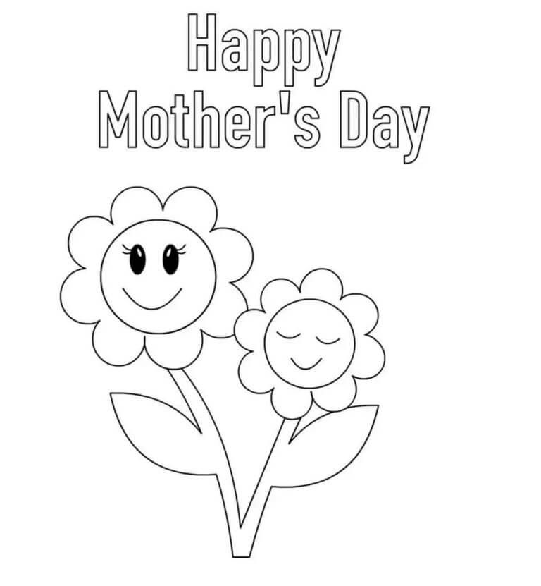Flores De Dibujos Animados En El Día De La Madre para colorir
