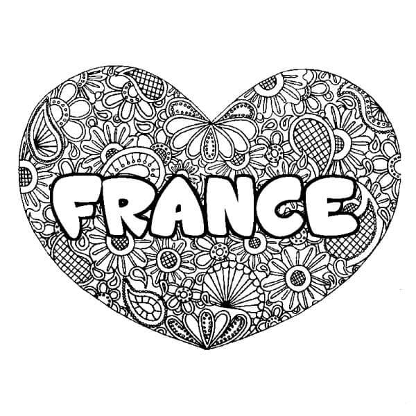 Francia En Forma De Corazón para colorir