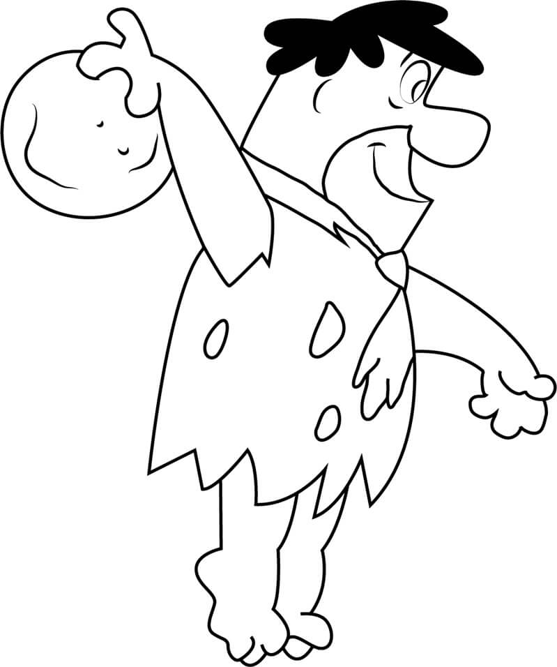 Dibujos de Fred Flintstone Jugando a los Bolos para colorear