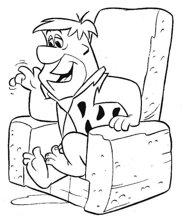 Dibujos de Fred Flintstone Sentado en Una Silla para colorear